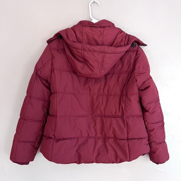Burgundy Puffer Jacket with Detachable Hood, Size XL - Picture 5 of 7